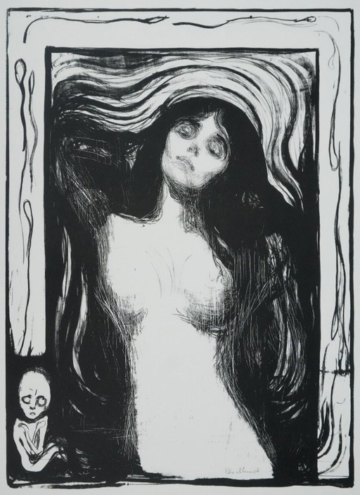 Edvard Munch: The Madonna (Black), Signed Lithograph – lithos zeefdrukken, Paper (photo 2 of 8)