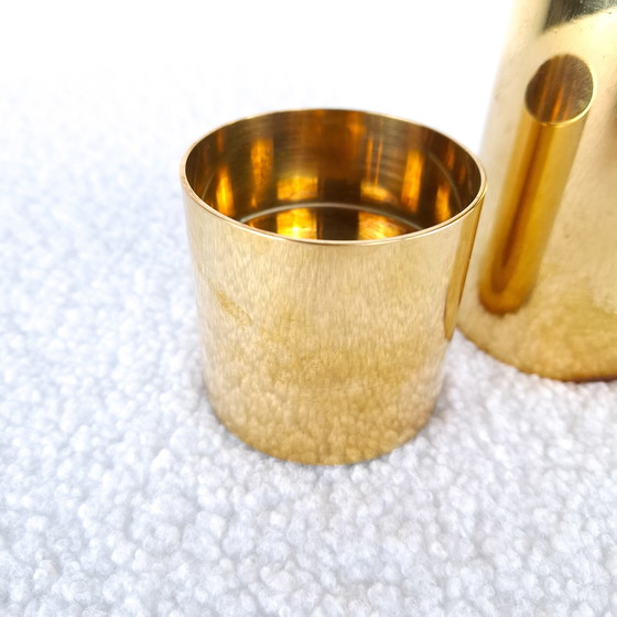 Image 1 of 2x vintage candlesticks brass mid century modern design