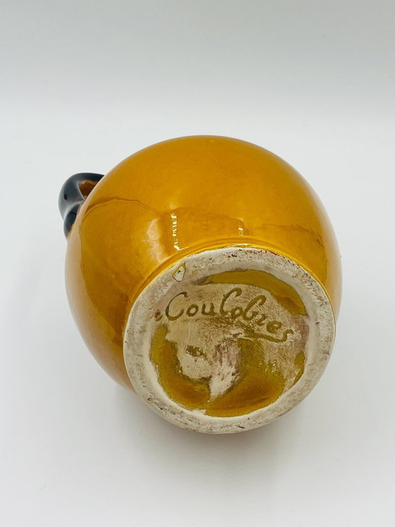 Image 1 of Pair of Vintage Coulobres Ochre Ceramic Vases