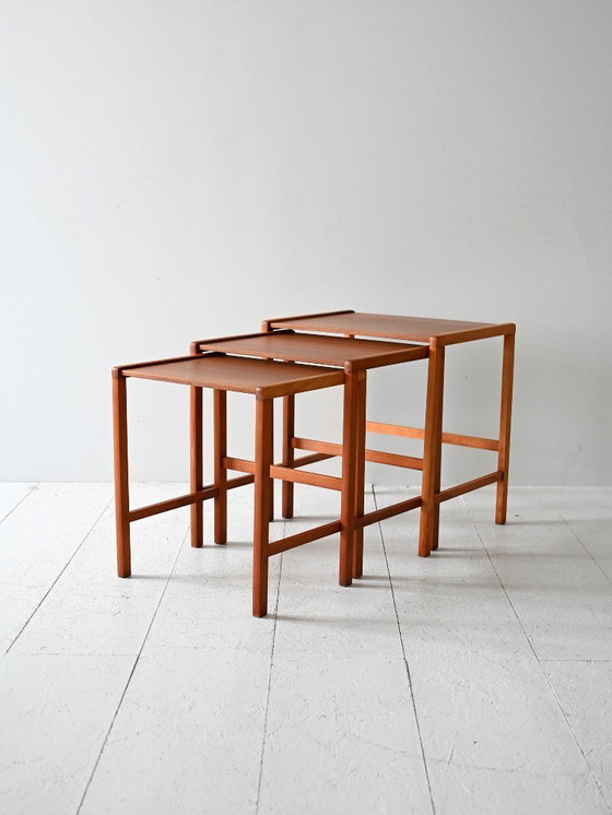 Image 1 of Set of 3 Vintage Scandinavian Teak Nesting Tables