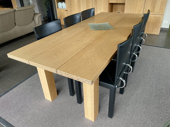 Image 1 of Ensemble de salle à manger sur mesure en chêne massif – table « La Basilica » + bibliothèque + meuble mural
