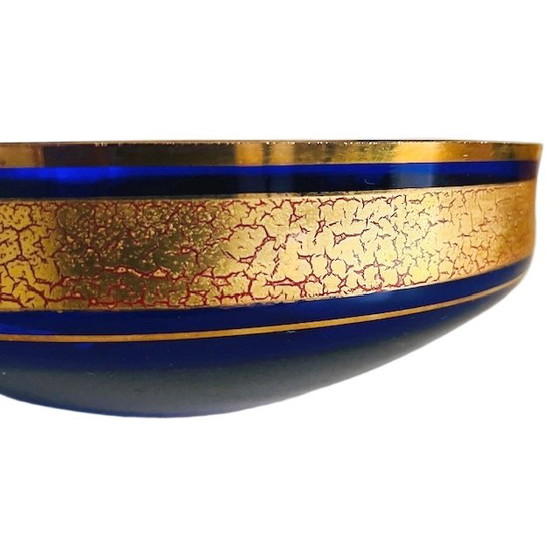 Image 1 of Vintage Barthman kobalt blauw schaal kristal gouden ring 1940's