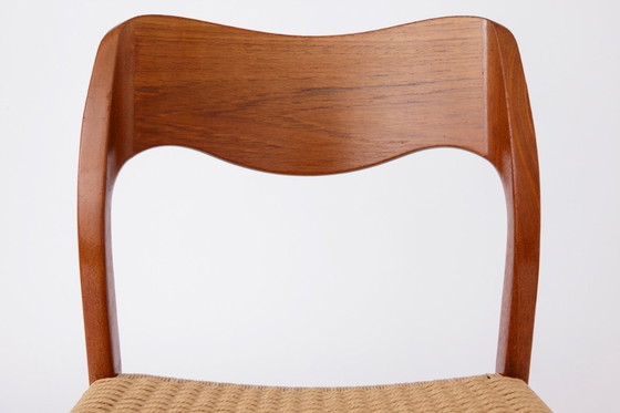 Image 1 of Niels Otto Møller Model 71 Chair (With Repair) in Teak with New Danish Cord, Danish Mid-Century Dining Chair, Denmark 1950s