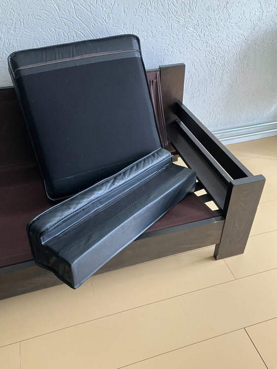 Image 1 of Leolux - Sofá de dos plazas de cuero negro modelo 757, Harry de Groot