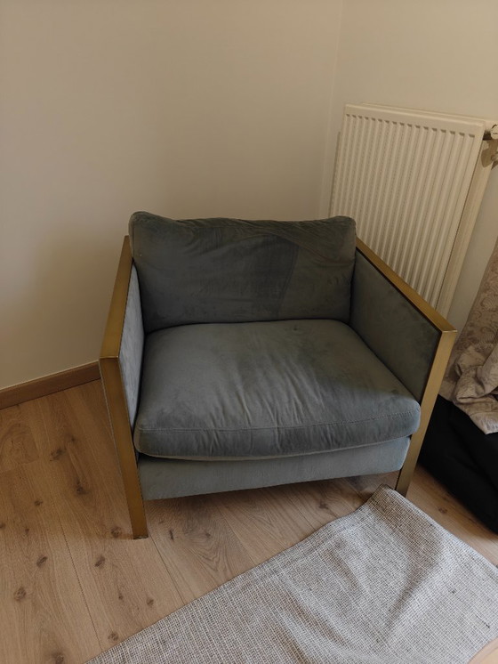 Image 1 of 2 x Force 1 velluto verde fauteuil arredato