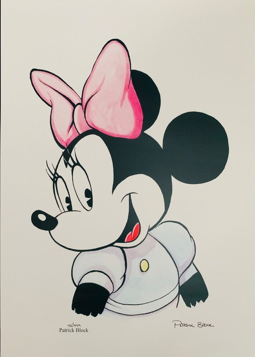 Hand Signed And Numbered By Patrick Block: "Minnie Mouse". Limited To One Edition Of 999 Copies, Portrait Printing.
