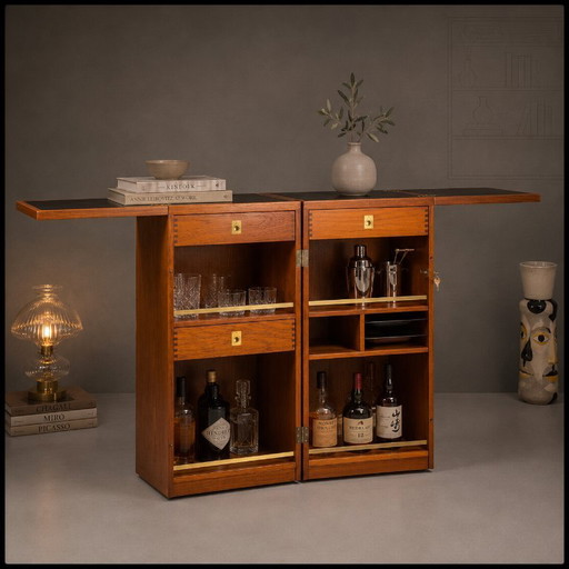 Vintage Teak Barkast van Reno Wahl Iversen voor Dyrlund, Denemarken, jaren 60