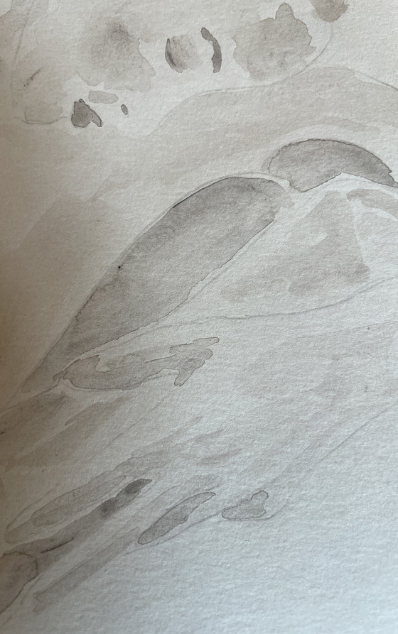 Image 1 of Aquarell Sepia Porträt Frau "Die Denkerin"