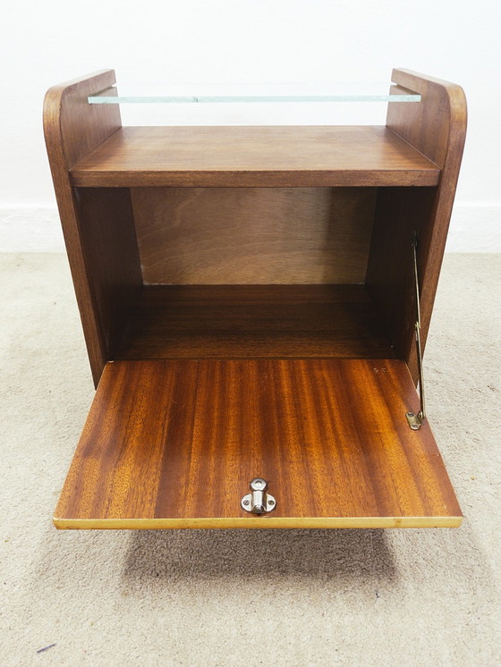 Comodino Mid-century, Comodini, Vetro, Legno, Marrone (foto 4 di 7)