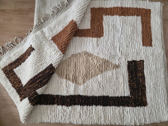 Image 1 of Handgeweven Marokkaans Berber wollen tapijt 3x2m | Abstract Beni Ourain tapijt