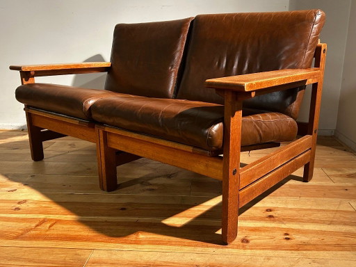 Mid-Century Two-seater in Leather Aksel Dahl – 2 zitsbanken, Wood