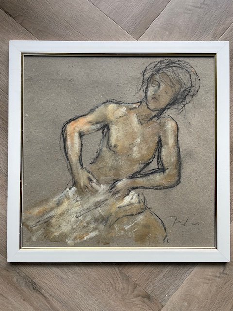 Image 1 of Œuvre d'art originale au crayon pastel - Nu féminin