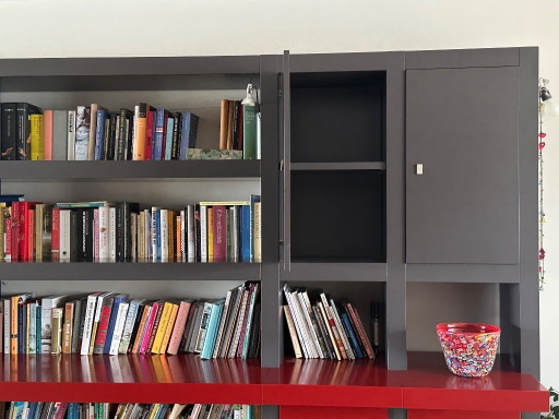 Paschen grey-red wall cabinet