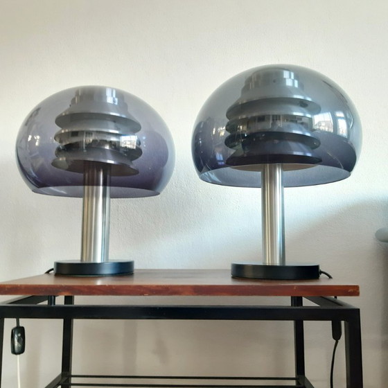 Image 1 of Two Hans-Agne Jakobssen mushroom table lamps. Sweden, 1960.