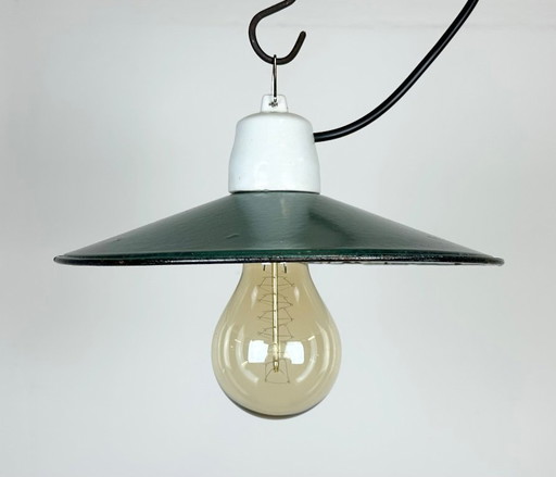 Industrial Grreen Enamel Pendant Light, 1970s