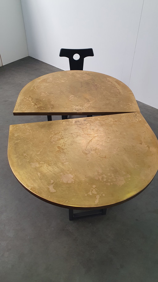 Large brass table oval modular - raw steel