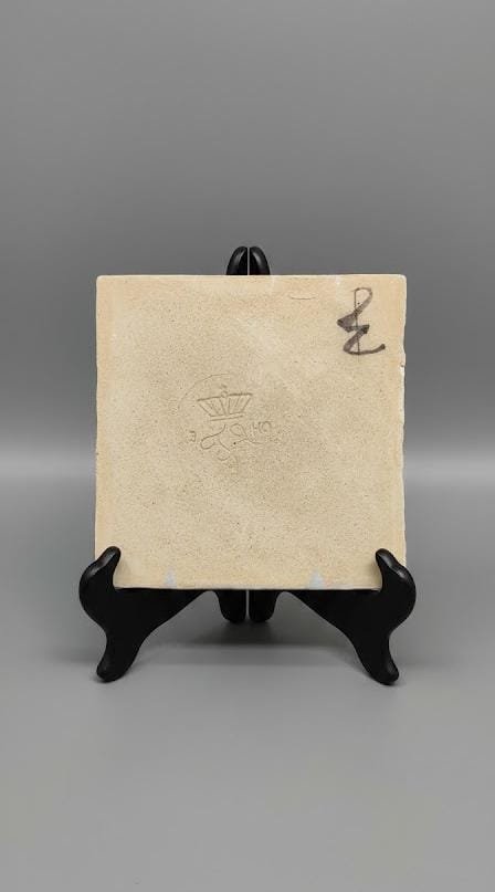 Image 1 of Antique Dutch Delft Tile with Seamstress Motif
