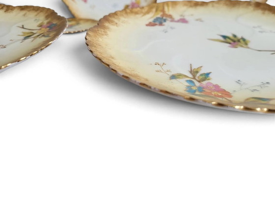 8 porcelain plates from Limoges, Martial Redon / Art Nouveau, Crockery, Gold, Yellow (photo 5 of 11)