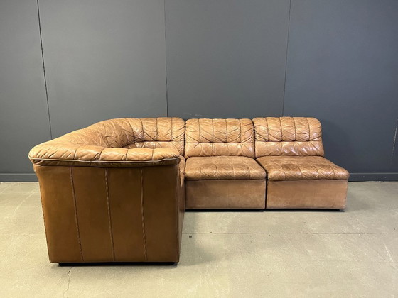 Image 1 of Divano modulare vintage in pelle marrone di Laauser, anni '60