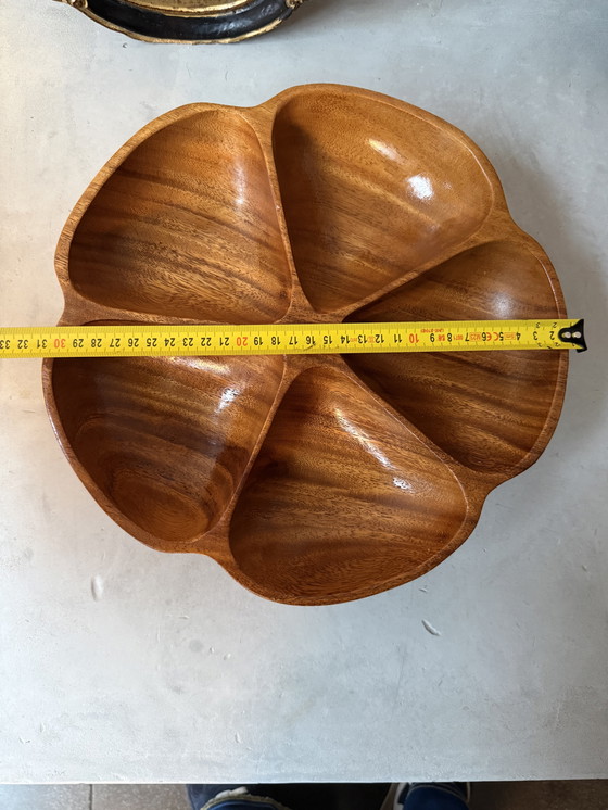 Image 1 of Ciotola girevole in legno per snack con piede – Vintage