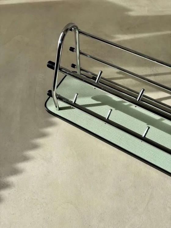 Image 1 of mintgrüne Garderobe aus Holz im Mid-Century-Design