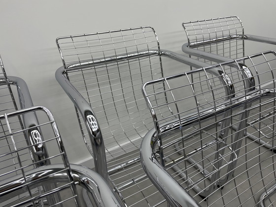 Image 1 of Set of 6 vintage wire steel chairs