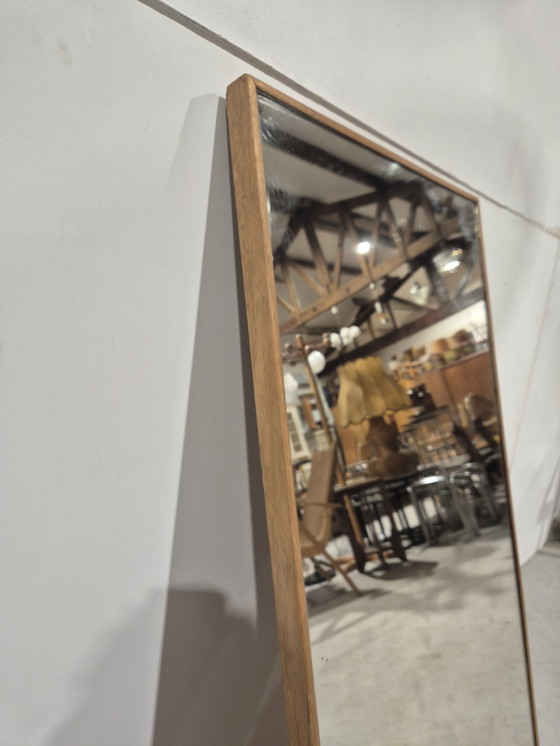 Image 1 of Deense vintage mid century teak spiegel japandi stijl.