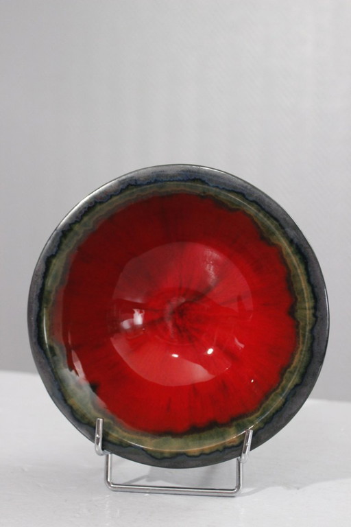 LIFAS Alice Sordet Bonifas - Cuenco de esmalte negro satinado y rojo brillante, años 50