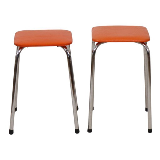 Set of 2 Orange Stools