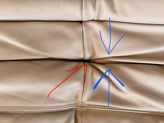 Canapé d'origine Ligne Roset en cuir Togo — Ensemble 4 pièces — Diva Lin/Indigo — avec documentation (photo 14 of 15)