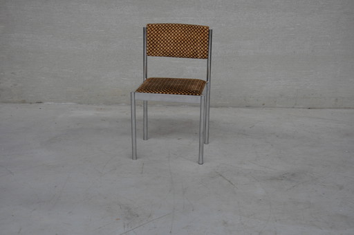 Set of 6 solid chrome dining chairs 