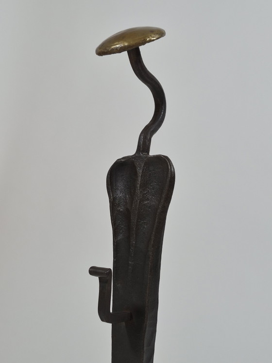 Paire de tréteaux de cheminée en métal forgé à la main, de forme élégante, en laiton – Objets déco, Metal (photo 15 of 15)