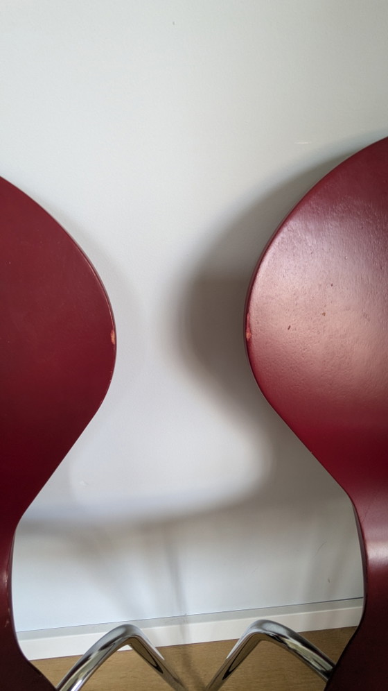 Image 1 of Danerka Vintage Eetkamerstoelen – Set van 2 – Rood – Gemaakt in Denemarken