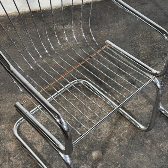 Image 1 of Set aus 4 Freischwinger-Esszimmerstühlen im Stil von Gastone Rinaldi