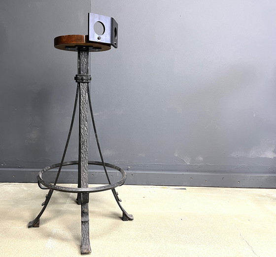 Image 1 of Sgabelli da bar brutalisti vintage in ferro battuto, anni '70 - Set di 6