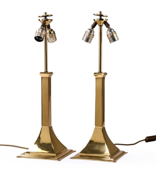 Par de lámparas de mesa de latón, años 70