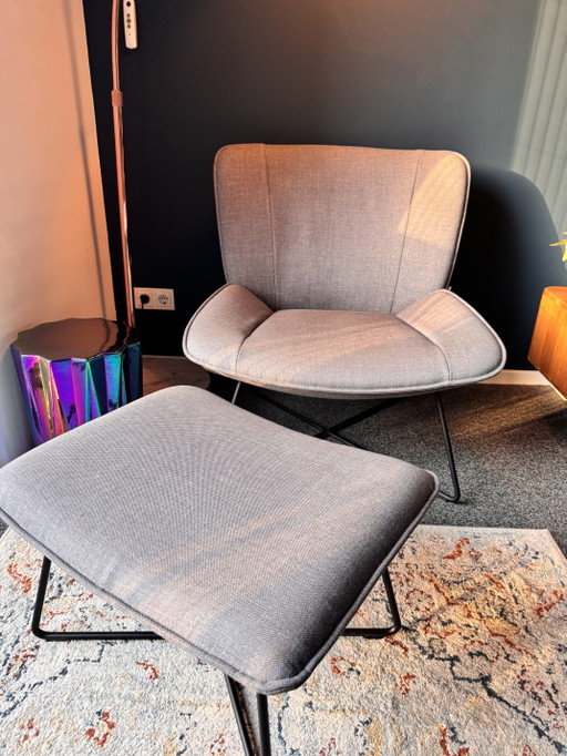 Sillón y reposapiés Rolf Benz RB 383 – fauteuils, Metal, Textile