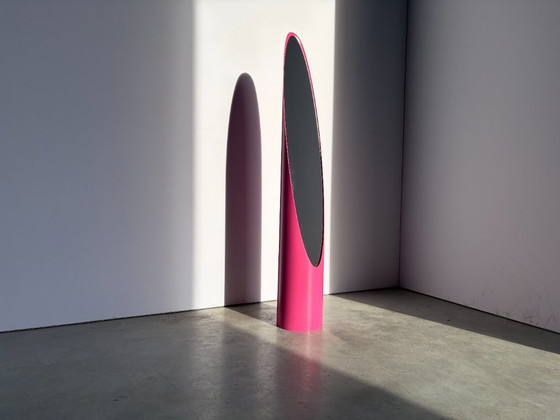 Unghia mirror by Rodolfo Bonetto, Italy 1970s, Glass, Plastic, Pink, Vintage (photo 8 of 10)
