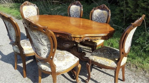 Barok eetkamer met 6 stoelen