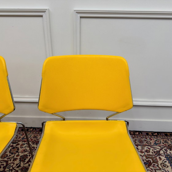 4x Sedia Vintage Gialla Matrix Krueger Di Thomas Tolleson – Sedie da pranzo, Metallo, Plastica (photo 12 of 17)