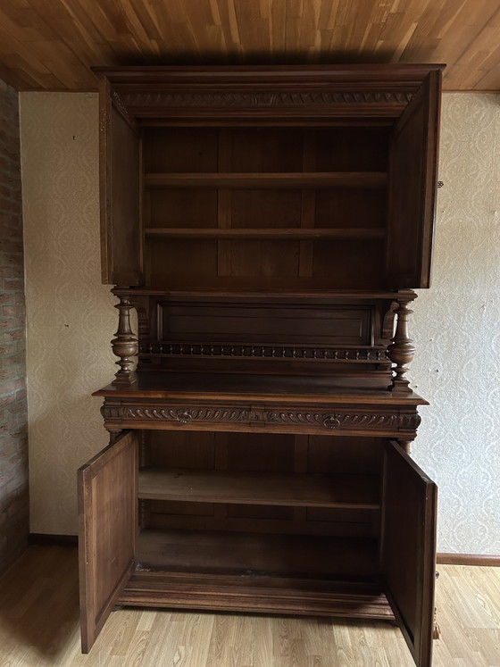 Buffet ancien en chêne de style néo-Renaissance/Henri II, vers 1880-1900 – Meubles de rangement, Metal, Wood (photo 4 of 5)