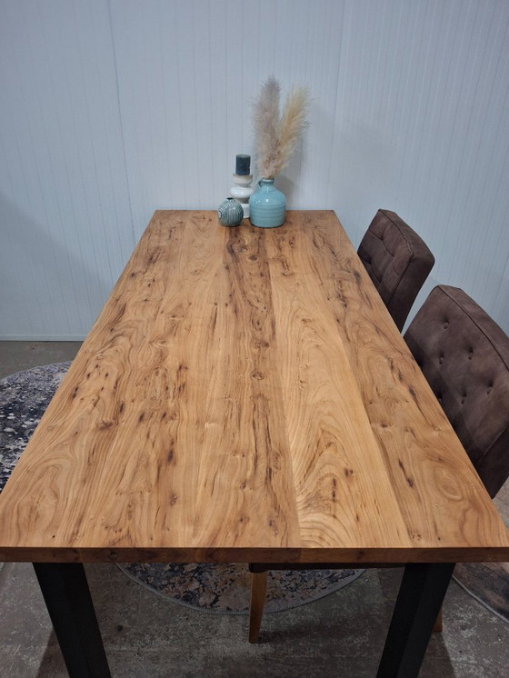 Image 1 of Handmade dining table made of solid elm wood 200x90cm