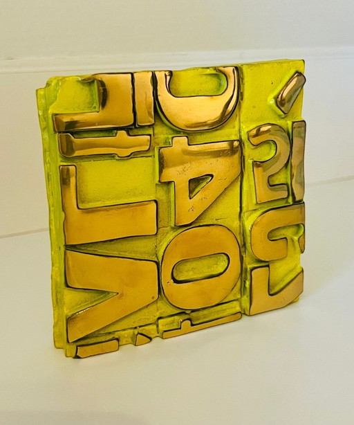 Gelbe Bronzeskulptur von Karl Lagasse (1981) – beeldhouwkunst (photo 2 of 5)
