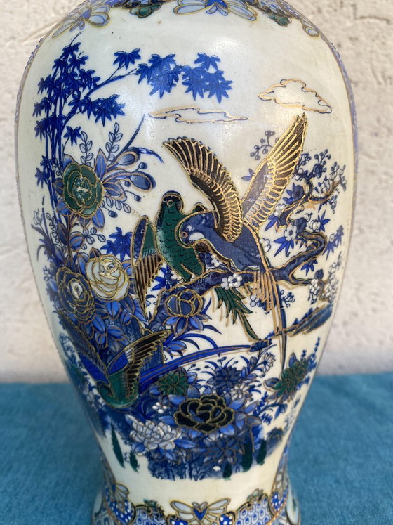 Chinese Azuur Porseleinen Vaas – Vazen, Vintage (photo 2 of 4)