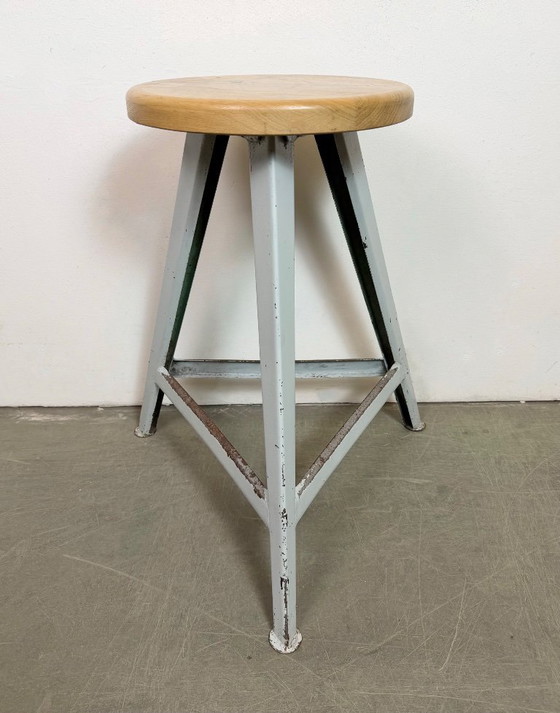 Image 1 of Grey Industrial Workshop Stool, 1960s
