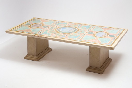 Couchtisch aus Marmor und Intarsien, 1970