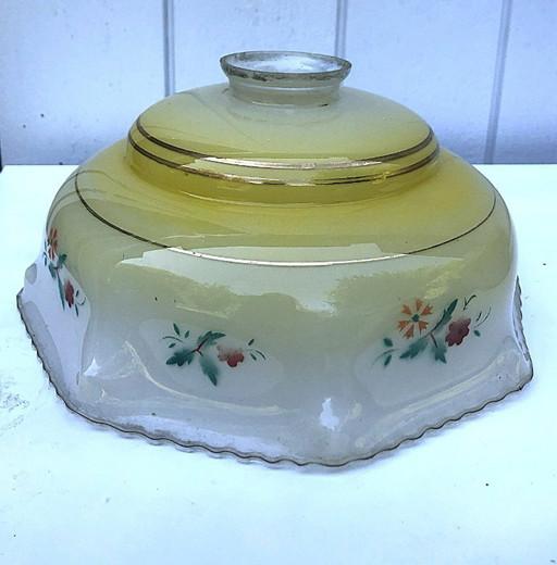 Vintage glass lampshade with floral design - 1950s-60s
