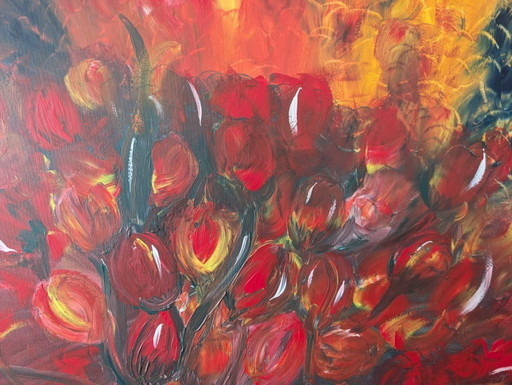 Red Tulips – schilderijen tekeningen, Canvas, Other (photo 2 of 6)