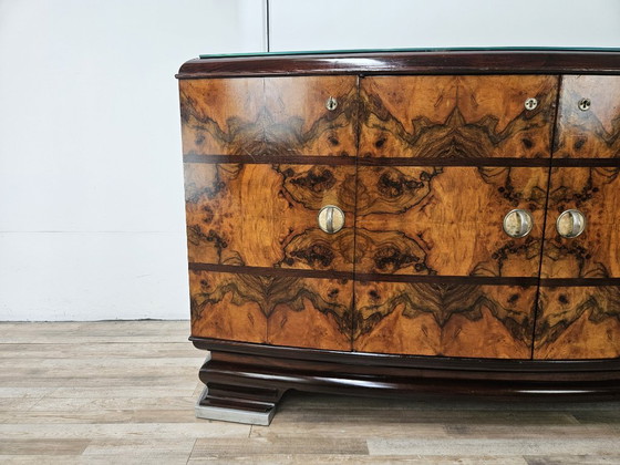 1940s Art Decò Milanese Sideboard in Briar Root and Mirror – Wood (photo 9 of 33)