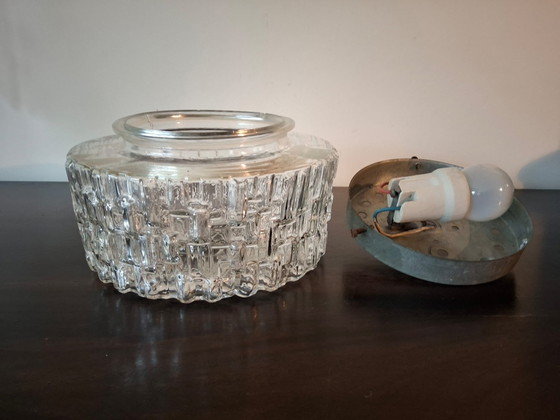Image 1 of Vintage plafondlamp met labyrint patroon jaren 70